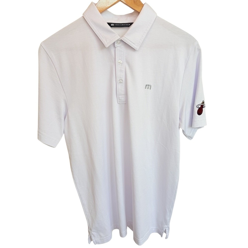 Travis Mathew Miami Heat Basketball Mens M White Performance Golf Polo Shirt